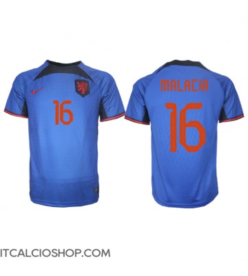 Olanda Tyrell Malacia #16 Seconda Maglia Mondiali 2022 Manica Corta